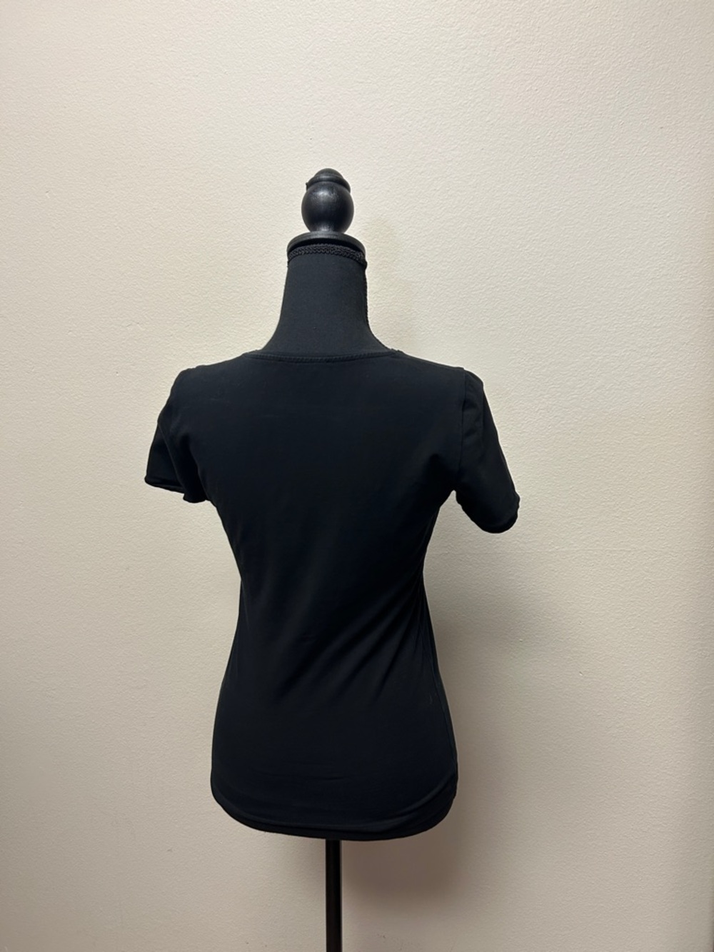 Carolina Herrera Black Tee with Red CH Logo and White Embellishments - Picture 3 of 3